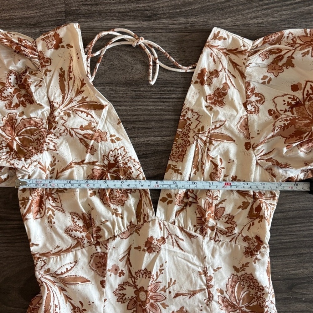 Abercrombie and Fitch Cream Floral Printed Poplin Puff Sleeve Midi Dress Small - Picture 10 of 15